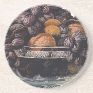 Vintage Lebensmittel, Walnüsse und Mandeln, Obst u Getränkeuntersetzer