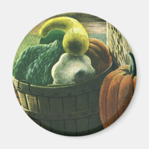 Vintage-Lebensmittel, Winterkürbis, Kürbis und Äpf Magnet