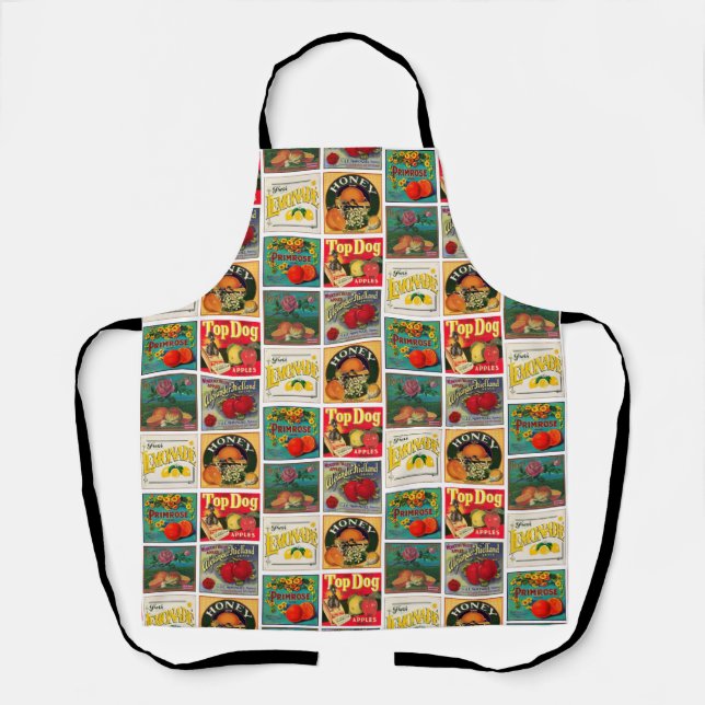 Vintage Lebensmitteletiketten Farbmuster Schürze (Vorderseite)