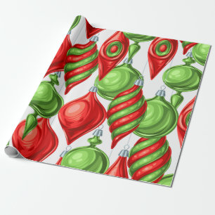 Vintage lebhafte rote und grüne Weihnachtsdekorati Geschenkpapier