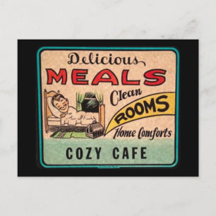 Vintage leckere Mahlzeiten Saubere Zimmer Zuhause  Postkarte