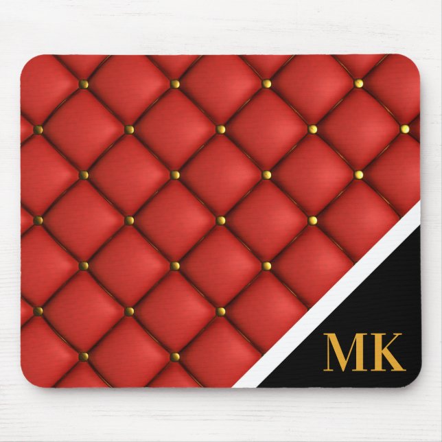 Vintage-Leder-Monogramm Mousepad (Vorne)