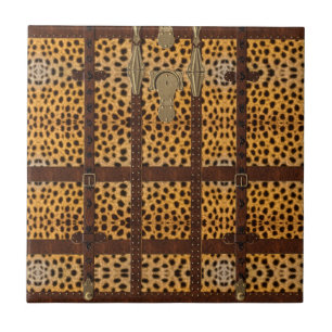 Vintage-Leder-Tribal-Gepard-Tierdruck Fliese