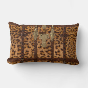 Vintage-Leder-Tribal-Jaguar-Tierdruck Lendenkissen