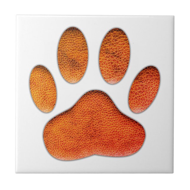 Vintage Ledertextur Dog Paw Print Fliese (Vorderseite)