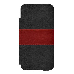 Vintage Ledertextur schwarz und rot Incipio Watson™ iPhone 5 Geldbörsen Hülle