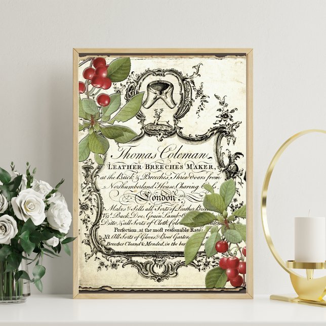 Vintage Lederwerbung und Blume-Plakat Fotodruck (Von Creator hochgeladen)