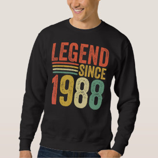 Vintage Legende Seit 1988 34. Geburtstag Retro Män Sweatshirt