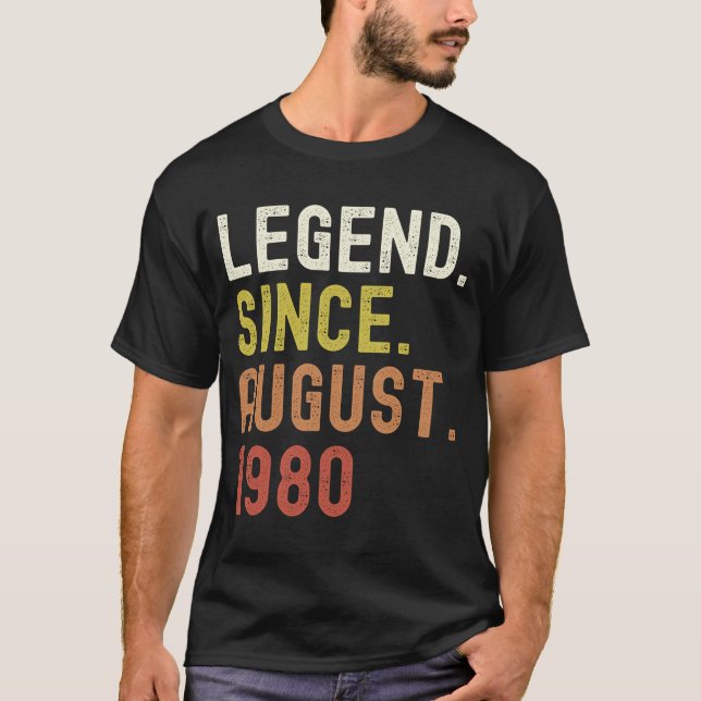 Vintage Legende seit August 1980 T-Shirt (Vorderseite)
