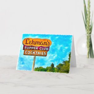Vintage Lehman’s Supper Club Neon-Schild Grußkarte Dankeskarte