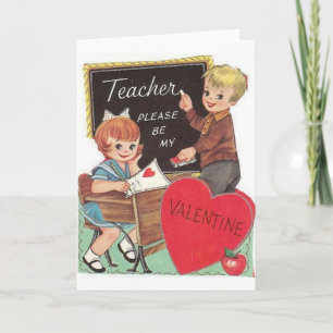 Vintage-Lehrertags-Valentinstagskarte Feiertagskarte