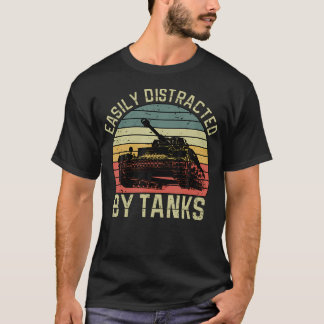 Vintage Leicht Ablenkbar Von Panzern Militär Retro T-Shirt