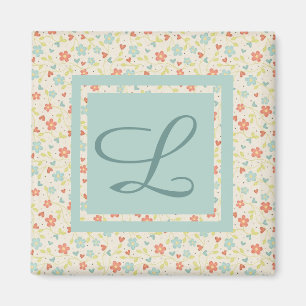 Vintage Leichtes Frühlings-Schönes Florales Monogr Magnet