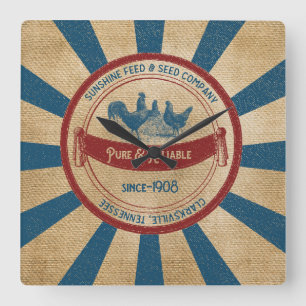 Vintage Leinwand füttert Sackentwurf Sonnenschein Quadratische Wanduhr