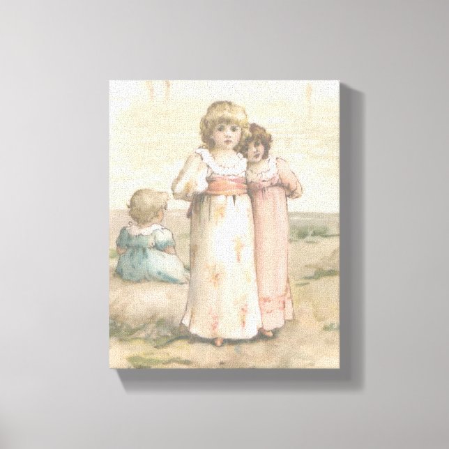 Vintage Leinwand "Kleine Beachcombers" (Vorderseite)