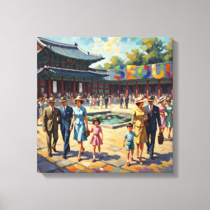 Vintage-Leinwandkunst im Hof des Seoul-Palastes Leinwanddruck