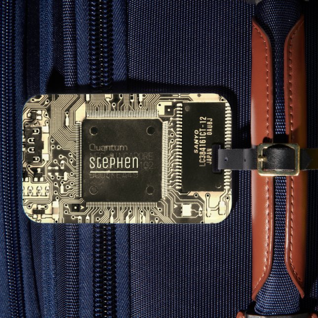 Vintage Leiterplatte Geek electronic PCB Gepäckanhänger (Vorderseite Insitu 4)