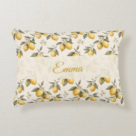 Vintage Lemon Blossom – Elegante botanische Zitrus Dekokissen