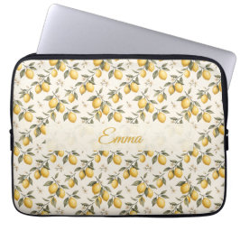 Vintage Lemon Blossom – Elegante botanische Zitrus Laptopschutzhülle