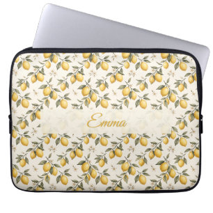 Vintage Lemon Blossom – Elegante botanische Zitrus Laptopschutzhülle