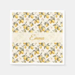 Vintage Lemon Blossom – Elegante botanische Zitrus Serviette