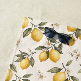 Vintage Lemon Blossom – Elegante botanische Zitrus Strandtuch