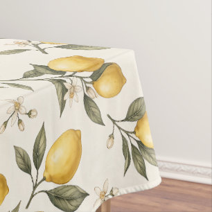 Vintage Lemon Blossom – Elegante botanische Zitrus Tischdecke