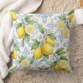 Vintage Lemon Botanical Pattern – Mediterranean Kissen
