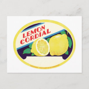 Vintage Lemon Cordial Label Postkarte