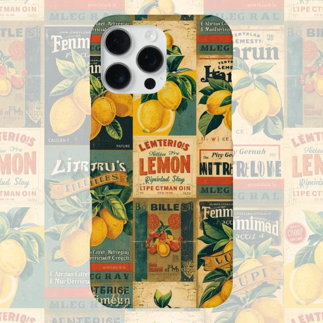 Vintage Lemon Label  – Retro Citrus Fruit  iPhone Hülle (Von Creator hochgeladen)