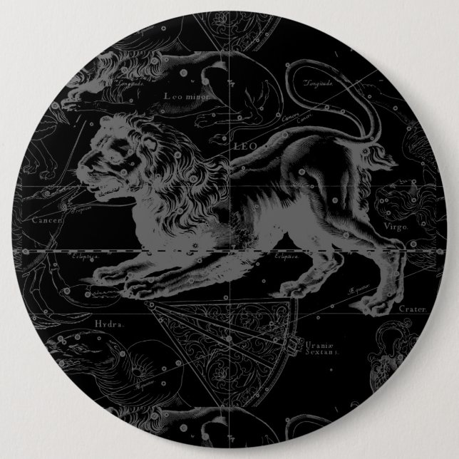 Vintage Leokonstellation MapHevelius 1690 Button (Vorderseite)