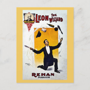Vintage Leon der Zauberer, Rehan Jongleur Zirkus Postkarte