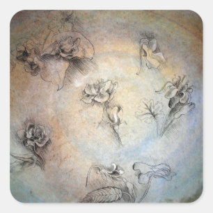 Vintage Leonardo Da Vinci Blumen Aufkleber