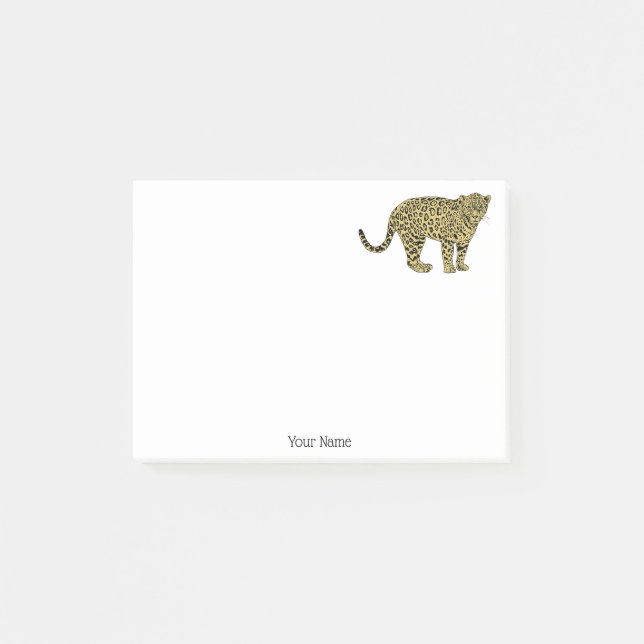 Vintage Leopard Gepard Geflecktes Katzenbild Post-it Klebezettel (Vorderseite)
