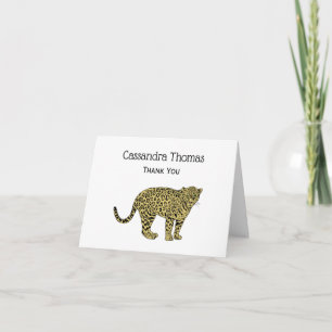 Vintage Leopard Gepard Geflecktes Katzenbild Zeich Dankeskarte