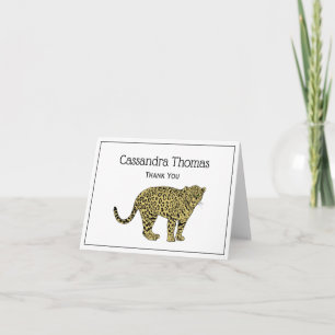 Vintage Leopard Gepard Geflecktes Katzenbild Zeich Dankeskarte