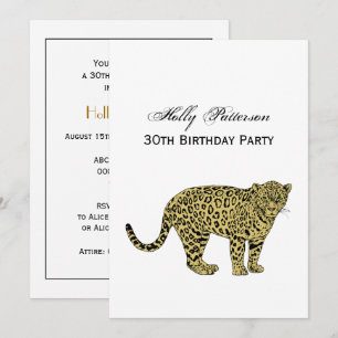 Vintage Leopard Gepard Geflecktes Katzenbild Zeich Einladung