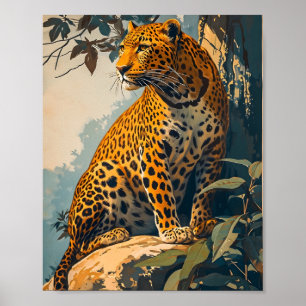 Vintage Leopard-Kunst Poster