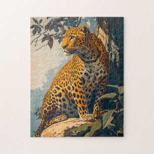 Vintage Leopard-Kunst Puzzle