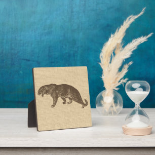 Vintage-Leoparden-Illustration auf einer Tischplat Fotoplatte