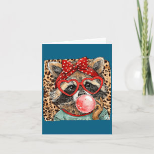 Vintage-Leoparden-Waschbär-Bogen-Blas-Illustration Karte