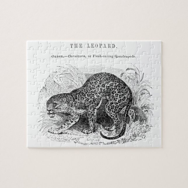 Vintage Leopardendarstellung Puzzle (Horizontal)