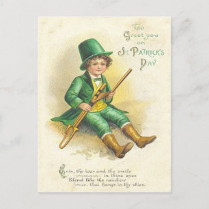 Vintage-Leprechaun-Mädchen St. Patrick Grußkarte Postkarte