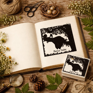 Vintage-Lesefrau-Buchstempel Personalisiert Gummistempel
