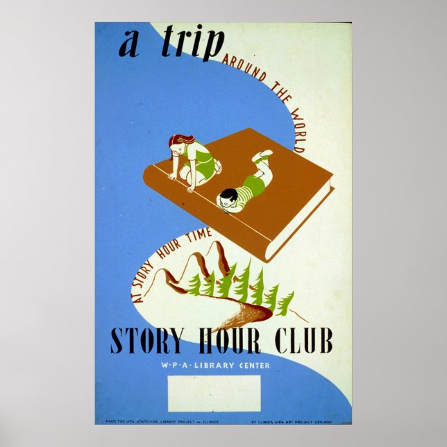 Vintage Lesestory Hour Book Club WPA Poster (Vorne)