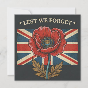 Vintage "Lest We Forget" Gedenktag Mohnblume Feiertagskarte
