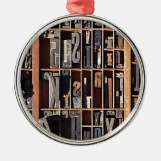 Vintage-Letterpress-Blöcke Silbernes Ornament