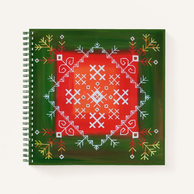 Vintage lettische Volkskunst mit Symbolen für Ölma Notizbuch (Vorderseite)