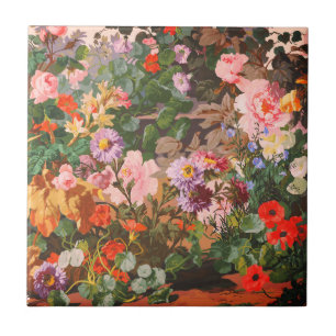 Vintage leuchtend bunte Blumen Blumenmalerei Fliese