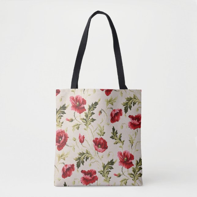 Vintage leuchtend rotes Mohnblumenmuster  (Vorderseite)